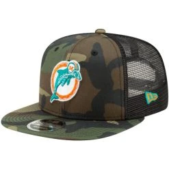NEW ERA Throwback Miami Dolphins Mesh 9Fifty Snapback Cap Wood Camo