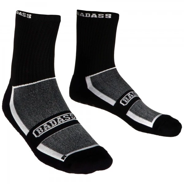 BADASS FOOTBALL Badass Kompressions-rutschfeste Sportsocken, Antirutsch Fitnesssocken Mittelhoch - Schwarz