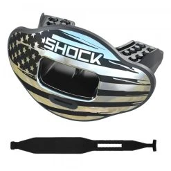 Max AirFlow 2.0 Chrome Silver Flag Shock Doctor Mouthpice Mit Strap