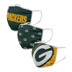 Forever Collectibles Ltd UK NFL Face Covers, Mund Nase Masken, 3er-Pack - Green Bay Packers