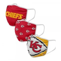Forever Collectibles Ltd UK NFL Face Covers, Mund Nase Masken, 3er-Pack - Kansas City Chiefs