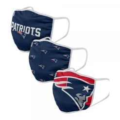 Forever Collectibles Ltd UK NFL Face Covers, Mund Nase Masken, 3er-Pack - New England Patriots